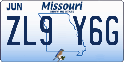 MO license plate ZL9Y6G
