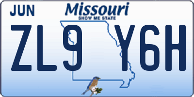 MO license plate ZL9Y6H