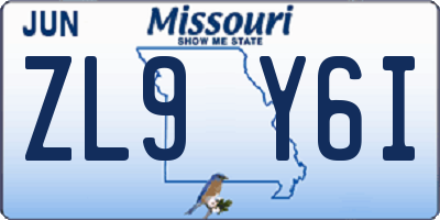 MO license plate ZL9Y6I