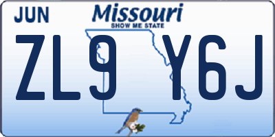 MO license plate ZL9Y6J