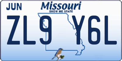 MO license plate ZL9Y6L