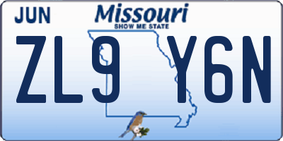MO license plate ZL9Y6N