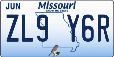 MO license plate ZL9Y6R