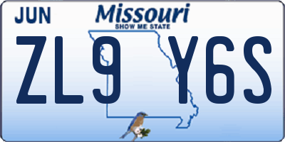 MO license plate ZL9Y6S