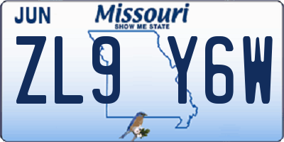 MO license plate ZL9Y6W