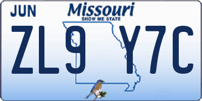 MO license plate ZL9Y7C