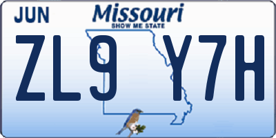 MO license plate ZL9Y7H
