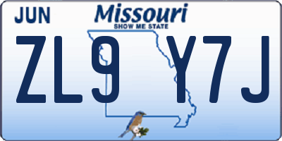 MO license plate ZL9Y7J