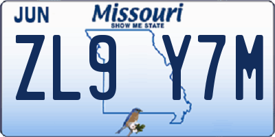 MO license plate ZL9Y7M