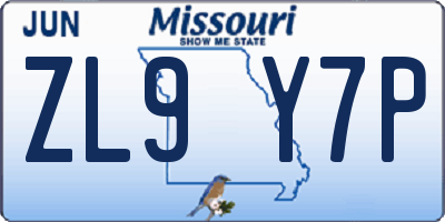MO license plate ZL9Y7P