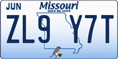 MO license plate ZL9Y7T