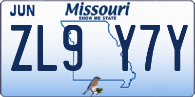 MO license plate ZL9Y7Y