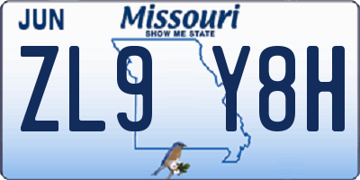 MO license plate ZL9Y8H