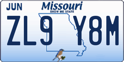 MO license plate ZL9Y8M