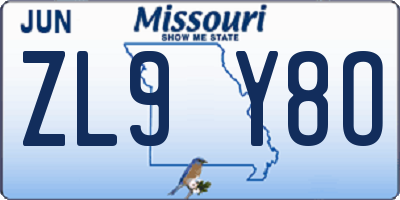 MO license plate ZL9Y8O