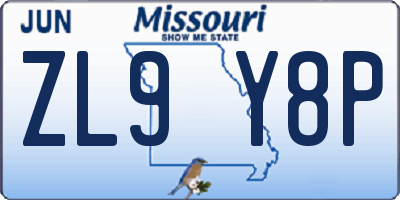 MO license plate ZL9Y8P