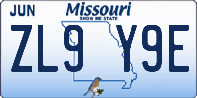 MO license plate ZL9Y9E