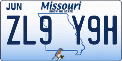 MO license plate ZL9Y9H