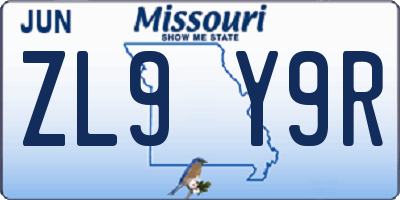 MO license plate ZL9Y9R