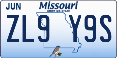 MO license plate ZL9Y9S