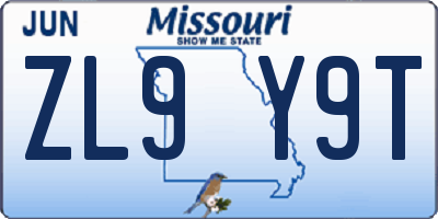 MO license plate ZL9Y9T