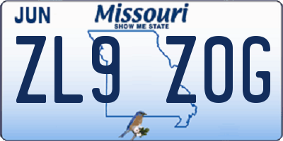 MO license plate ZL9Z0G