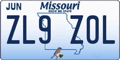 MO license plate ZL9Z0L