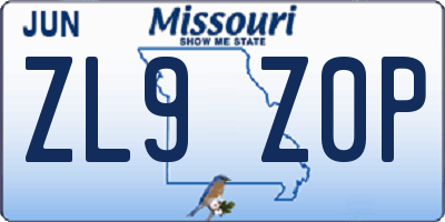 MO license plate ZL9Z0P