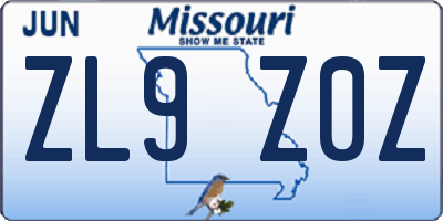 MO license plate ZL9Z0Z