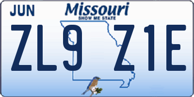 MO license plate ZL9Z1E