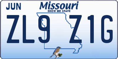MO license plate ZL9Z1G
