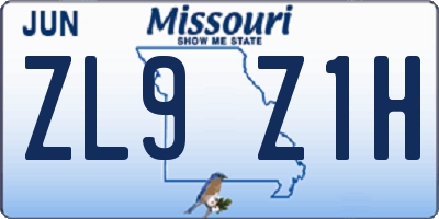 MO license plate ZL9Z1H