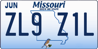 MO license plate ZL9Z1L