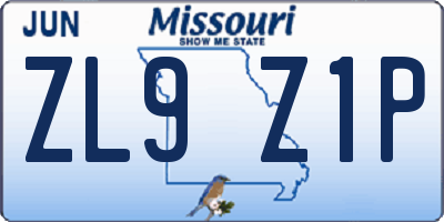 MO license plate ZL9Z1P