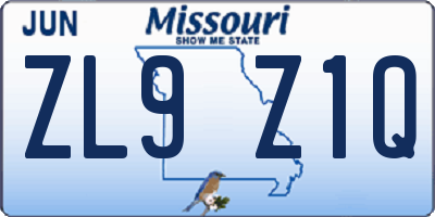 MO license plate ZL9Z1Q