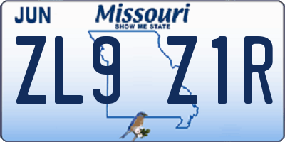 MO license plate ZL9Z1R