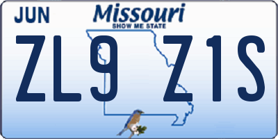 MO license plate ZL9Z1S