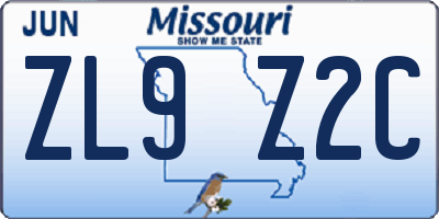MO license plate ZL9Z2C