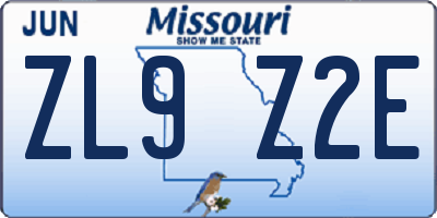 MO license plate ZL9Z2E