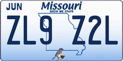 MO license plate ZL9Z2L