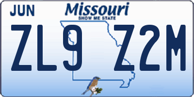 MO license plate ZL9Z2M