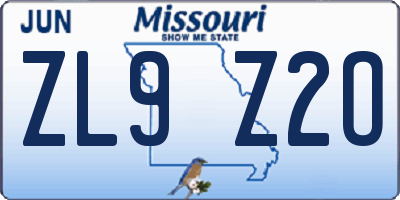 MO license plate ZL9Z2O