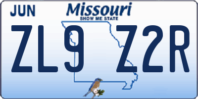 MO license plate ZL9Z2R