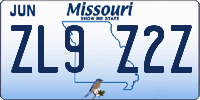 MO license plate ZL9Z2Z