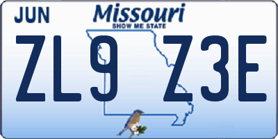 MO license plate ZL9Z3E