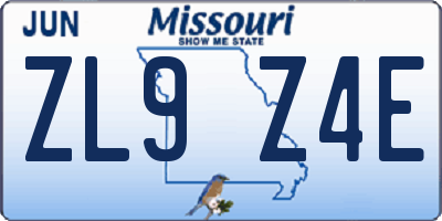 MO license plate ZL9Z4E