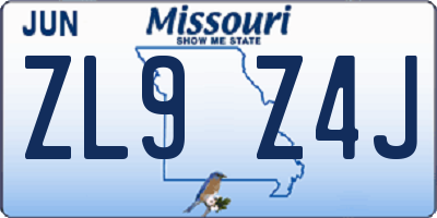 MO license plate ZL9Z4J