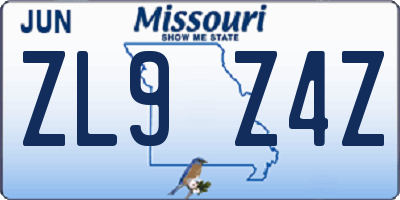 MO license plate ZL9Z4Z