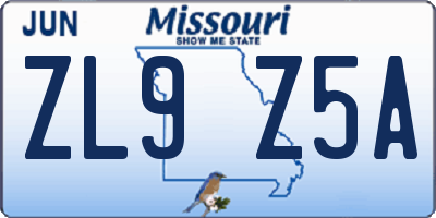 MO license plate ZL9Z5A