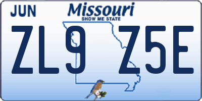 MO license plate ZL9Z5E